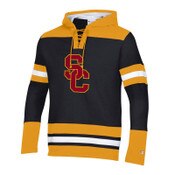 USC Trojans Men's Champion Black SC Interlock Super Fan Classic Hockey Pullover Hoodie